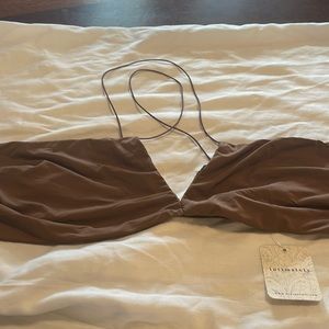 Bralette brown minimal material with string elastic straps, super cute NTW